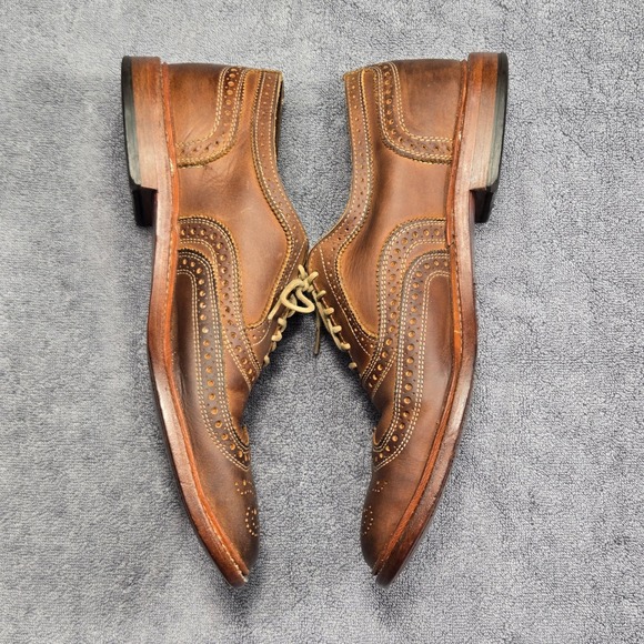 Allen Edmonds Neumok Wingtip Oxford Mens 11 D Brown Brogue Leather Made In USA - Picture 4 of 11